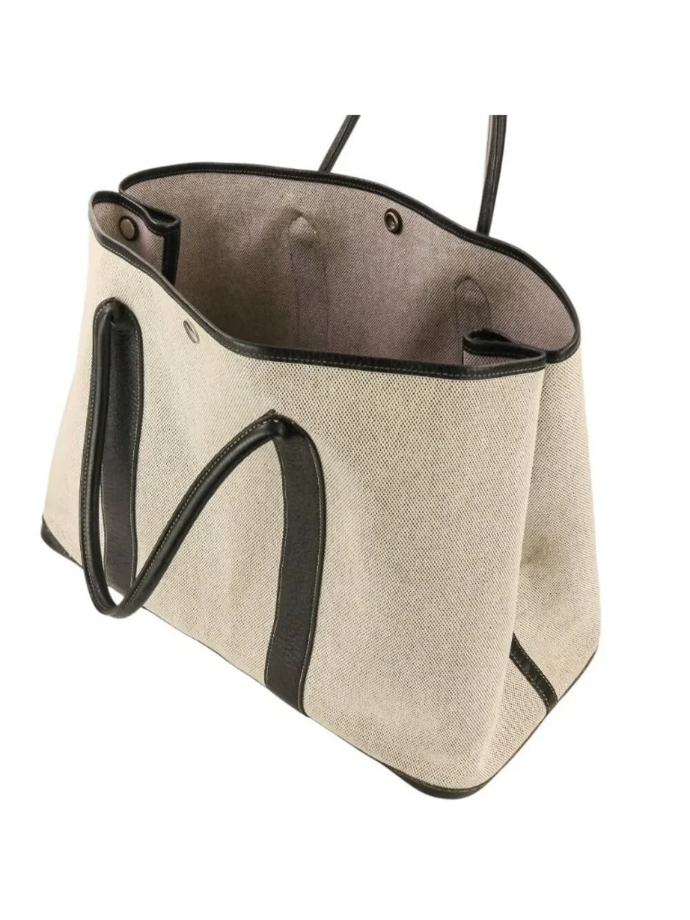 Hermes Garden Party MM Toile H Tote Black White